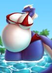  absurd_res anthro beach belly big_belly big_breasts bikini breasts clothing curvaceous curvy_figure cynthiafeline dragon female hi_res huge_breasts hyper hyper_belly hyper_breasts pregnant seaside solo solo_focus summer sun swimwear tareck voluptuous water 