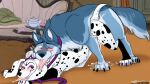  101_dalmatian_street 101_dalmatians alvaro_(kertanan) bodily_fluids canid canine canis collar crown cum cum_inside dalmatian disney dolly_(101_dalmatians) domestic_dog duo female feral feral_on_feral genital_fluids ghostiebash8 holding_leash holding_object leash leg_markings makeover male male/female mammal markings socks_(marking) wolf 