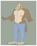  2018 2_toes accipitrid accipitriform admiring_self anthro avian avian_feet barefoot beak big_biceps bird blue_bottomwear blue_clothing blue_jeans blue_pants bottomwear brown_body brown_feathers bulge chet_(anti_dev) chickenhawk clothed clothing denim denim_clothing dressing feathers feet grey_beak happy hi_res jeans looking_at_self male mature_anthro mature_male mospy_(artist) muscular muscular_anthro muscular_male navel nipples pants pubes pubic_feathers solo standing tail_feathers tan_nipples toes topless topless_anthro topless_male yellow_sclera 