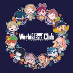  6+boys 6+girls aniki_(world&#039;s_end_club) backpack backwards_hat bag baseball_bat baseball_cap black_hair blue_background blue_hair boots brown_hair bug butterfly butterfly_hair_ornament chuko_(world&#039;s_end_club) closed_eyes closed_mouth copyright_name doughnut dress eating flower food glasses grey_eyes hair_ornament hair_over_one_eye hat highres holding holding_baseball_bat holding_food jennu_(world&#039;s_end_club) kansai_(world&#039;s_end_club) light_brown_hair mowchan_(world&#039;s_end_club) multicolored_hair multiple_boys multiple_girls neckerchief nekopon1478 nyoro_(world&#039;s_end_club) one_eye_closed open_mouth orange_eyes orange_hair pai_(world&#039;s_end_club) pink_hair pochi_(world&#039;s_end_club) red_eyes red_hair reycho_(world&#039;s_end_club) shorts smile tattsun_(world&#039;s_end_club) v vanilla_(world&#039;s_end_club) white_dress world&#039;s_end_club wristband yellow_eyes yuki_(world&#039;s_end_club) 