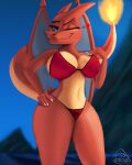  &lt;3 4:5 anthro anthrofied big_breasts bikini blue_eyes bra bra_pull breasts charizard clothed clothing clothing_pull curvaceous curvy_figure digital_media_(artwork) digital_painting_(artwork) dragon female fire flaming_tail hand_on_hip humanoid_hands membrane_(anatomy) membranous_wings nintendo one_eye_closed orange_body orange_tail paradoxing pok&eacute;mon pok&eacute;mon_(species) scalie smile solo swimwear swimwear_pull thick_thighs underwear underwear_pull video_games voluptuous wide_hips wings wink 