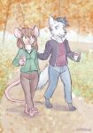  2022 4_toes 5_fingers anthro breasts brown_hair clothed clothing day detailed_background digital_media_(artwork) duo feet female fingers hair mammal mouse murid murine outside rodent smile toes unimpressive 