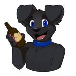  alcohol anthro beer_bottle beverage bird_dog bottle canid canine canis collar domestic_dog drucifer hunting_dog labrador male mammal onykr retriever solo telegram_sticker young 