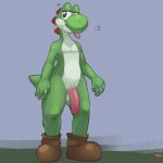  anthro balls biped boots boots_only clothing countershade_face countershade_torso countershading flaccid footwear footwear_only genitals green_body hi_res male mario_bros mostly_nude nintendo non-mammal_balls penis reptile scalie solo tala128 tongue tongue_out video_games yoshi yoshi_(character) 
