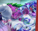  2022 absurd_res anal anal_penetration blush digital_media_(artwork) dimidiummorsumbra duo equid equine eyelashes female friendship_is_magic genitals hasbro hi_res horn male male/female mammal my_little_pony one_eye_closed penetration penis rarity_(mlp) spike_(mlp) unicorn 