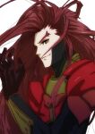  1boy closed_mouth gloves id_(xenogears) long_hair looking_at_viewer male_focus oyasu_(kinakoyamamori) red_hair simple_background smile solo very_long_hair white_background xenogears yellow_eyes 
