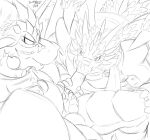  2019 acryliis_(zerofox1000) anthro armor balls dragon duo fellatio genitals hand_on_penis horn looking_at_another male male/male monochrome oral penile penis ruze scalie sex sitting western_dragon wings zerofox1000 