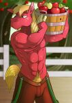 abs anthro apple basket big_macintosh_(mlp) bottomwear clothing container equid equine friendship_is_magic grumpy_griffin_creations hi_res horse male mammal my_little_pony pants pony pubes solo 