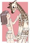  anthro blush butt clothed clothing crossdressing duo erection female giraffe giraffid girly hi_res human lingerie male mammal semi 
