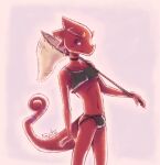  animal_crossing anthro chameleon clothing collar crop_top flick_(animal_crossing) gart gartie girly jockstrap lizard male nintendo reptile scalie shirt solo topwear underwear video_games 