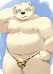  2022 absurd_res anthro belly black_nose blush bulge clothing genitals hi_res humanoid_genitalia humanoid_hands humanoid_penis kemono leib_(tas) lifewonders male mammal moobs navel nipples overweight overweight_male penis polar_bear setsubun solo tokyo_afterschool_summoners underwear ursid ursine video_games white_body zuboboz 