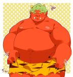  0119_muu 2022 asian_mythology belly blush bottomwear bulge clothing demon east_asian_mythology humanoid_hands japanese_mythology kemono loincloth male moobs mythology navel nipples oni overweight overweight_male red_body setsubun solo yōkai 