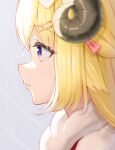  1girl bangs blonde_hair commentary_request eyebrows_visible_through_hair from_side hair_ornament hairclip highres hololive horns looking_away parted_lips portrait profile purple_eyes sheep_horns shinno solo tsunomaki_watame virtual_youtuber 