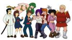  alternate_art_style amy_wong boots futurama katana lowres lum male_school_uniform mendou_shuutarou miyake_shinobu moroboshi_ataru philip_j_fry sailor school_uniform sword turanga_leela urusei_yatsura weapon zapp_brannigan 