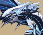  absurdres beige_background bioluminescence blue-eyes_alternative_white_dragon dragon duel_monster highres open_mouth ryou_(cagw5223) sharp_teeth simple_background teeth upper_body wings yu-gi-oh! 