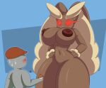  2022 4k absurd_res alpha_pok&eacute;mon anthro areola big_areola big_breasts big_ears blush bodily_fluids breasts brown_areola brown_body brown_fur brown_nipples clothing curvy_figure digital_media_(artwork) duo female fingers fur genitals glowing glowing_eyes hands_on_hips hat headgear headwear hi_res hourglass_figure huge_breasts larger_female long_ears lopunny male navel nintendo nipples nr_ac nude pok&eacute;ball pok&eacute;mon pok&eacute;mon_(species) pokemon_legends_arceus pussy simple_background size_difference smaller_male standing sweat thick_thighs video_games voluptuous wide_hips 