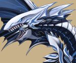  absurdres beige_background blue-eyes_alternative_white_dragon dragon duel_monster highres open_mouth ryou_(cagw5223) sharp_teeth simple_background teeth upper_body wings yu-gi-oh! 