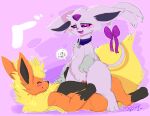 &lt;3 &lt;3_eyes abdominal_bulge accessory blush collar cowgirl_position duo eeveelution espeon eyes_closed female feral feral_on_feral flareon from_front_position furgonomics fyre hi_res knotting male male/female nintendo on_bottom on_top pixelyteskunk pok&eacute;mon pok&eacute;mon_(species) ribbons sex tail_accessory tail_ribbon video_games 