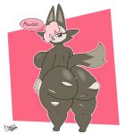  2022 anthro big_breasts big_butt black_eyes bovid bovine breasts butt caprine chikn_nuggit clothing cofi_(chikn_nuggit) female hair hair_over_eye hi_res huge_butt mammal one_eye_obstructed outline pink_hair pink_pupils pupils sheep solo standing thick_thighs thixxen torn_clothing wide_hips 