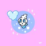  :o blowing blue_eyes commentary heart highres james_turner looking_up no_humans pink_background pokemon pokemon_(creature) signature solo sparkle vanillite 