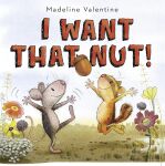  2017 absurd_res acorn action_pose ambiguous_gender anthro book_cover brown_body brown_fur children&#039;s_book chipmunk cover duo english_text flower food fruit fur grey_body grey_fur ground_squirrel happy hi_res jumping madeline_valentine mammal mouse murid murine nude nut_(fruit) on_one_leg outside plant pose rodent sciurid smile standing text 