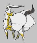  ambiguous_gender arceus big_butt butt hi_res legendary_pok&eacute;mon looking_back nintendo pok&eacute;mon pok&eacute;mon_(species) simple_background smokey_blokey solo solo_focus thick_thighs video_games 