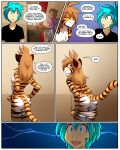  anthro breasts butt clothing comic conditional_dnp dialogue featureless_breasts felid female flora_(twokinds) hair human humor kathrin_vaughan long_hair looking_back male mammal mooning pantherine tiger tom_fischbach trace_legacy twokinds undressing webcomic 