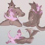  absurd_res anthro butt canid canine canis duo embrace facesitting featureless_crotch female hi_res hug jarnqk kobold larger_male lya_(jarnqk) male male/female mammal nervous nervous_smile nude scratch scratching size_difference smaller_female tail_motion tailwag wolf 