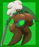  absurd_res anthro armor big_breasts big_butt breasts butt cleavage clothed clothing elemental_creature female flora_fauna hi_res huge_breasts hyper hyper_breasts melee_weapon nintendo plant pok&eacute;mon pok&eacute;mon_(species) poofy_hair shield solo sword thick_thighs ultrazeta120 video_games weapon whimsicott whitty_woolock 