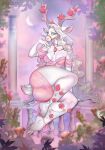  anthro blue_eyes breasts butt capreoline cervid clothed clothing female fur hair hi_res landysh mammal no_underwear reindeer solo translucent translucent_clothing white_body white_fur white_hair 