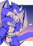  2022 abs absurd_res anthro balls bandai_namco big_balls big_muscles big_penis blue_background bodily_fluids border claws cum cumshot digimon digimon_(species) ejaculation erection exveemon eyes_closed foreskin genital_fluids genitals ggan_ggandi gradient_background hand_on_chest hi_res horn humanoid_genitalia humanoid_penis male markings masturbation muscular muscular_anthro muscular_male navel nipples nude pecs penile penile_masturbation penis quads simple_background solo standing vein white_border wings 