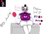  animatronic anthro balloon big_breasts black_clothing black_hat black_headwear blue_eyes bow_tie breasts clothing crossgender desesperadoleon dress_shirt english_text eyewear female five_nights_at_freddy&#039;s five_nights_at_freddy&#039;s:_security_breach glasses hat headgear headwear helpy_(fnaf) hi_res huge_breasts inflatable joints machine mammal multicolored_body overweight overweight_female pink_body purple_inner_ear robot scottgames shirt sister_location sitting solo stitch_(disambiguation) text thick_thighs top_hat topwear ursid ursine video_games white_body 