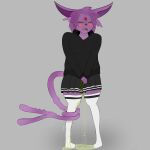  anthro bodily_fluids bottomwear chippieholo clothing eeveelution espeon female fur genital_fluids hi_res holding_crotch hoodie legwear nintendo omorashi peeing pok&eacute;mon pok&eacute;mon_(species) purple_body purple_fur skirt solo standing tail_around_leg thigh_highs topwear urine urine_pool video_games watersports wetting 