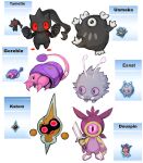  absurdres banette character_request commentary english_commentary fusion gorebyss highres looking_at_viewer matilda_fiship pokemon pokemon_(creature) rotom venonat 