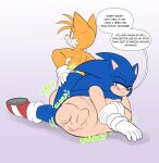  abdominal_bulge absurd_res anal anal_vore anthro belly big_belly blush bodily_fluids dialogue duo english_text forced foxynoms hi_res knuckles_the_echidna male male/male miles_prower same_size_vore sega sonic_the_hedgehog sonic_the_hedgehog_(series) speech_bubble sweat text unwilling_vore vore 