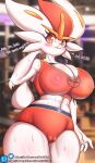  breasts camel_toe cinderace female hi_res kyodashiro lagomorph mammal muscular muscular_female nintendo pok&eacute;mon pok&eacute;mon_(species) red_eyes video_games 