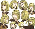  1girl blonde_hair commentary_request drag-on_dragoon drag-on_dragoon_2 face manah red_eyes short_hair smile solo upper_body 