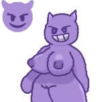  1:1 alpha_channel anthro emoji female hi_res horn purple_body purple_skin simple_background smile solo thick_thighs 