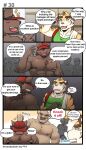  anthro boss_(gym_pals) bovid bovine bruno_(gym_pals) canid canine canis cattle clothing comic dialogue felid gym_pals h155296 hat headgear headwear hi_res lion male mammal manager_(gym_pals) master_(gym_pals) nipple_piercing nipples pal_(gym_pals) pantherine piercing poking prince_(gym_pals) tiger wolf 