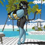  1:1 2021 anthro beach big_breasts bikini breasts canid canine canis clothed clothing digital_media_(artwork) female huge_breasts looking_at_viewer luxray mammal nintendo outside pixel_(artwork) pok&eacute;mon pok&eacute;mon_(species) poolside rey_(zanealonoa) seaside signature solo swimwear video_games zane_alonoa 