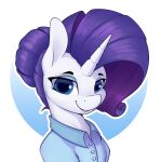  absurd_res alternate_hairstyle aquaticvibes bust_portrait clothing dress_shirt equid equine female feral friendship_is_magic hi_res horn looking_at_viewer mammal my_little_pony portrait rarity_(mlp) shirt solo topwear unicorn 