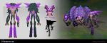  1boy alternate_costume artist_name character_name claws commentary creature daisy_(league_of_legends) english_commentary from_behind full_body grey_background highres horns ivern league_of_legends looking_at_viewer looking_up monster open_mouth outdoors pink_eyes sharp_teeth standing teeth vladbacescu web_address 