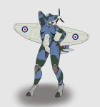  2020 aircraft anthro breasts featureless_crotch female hand_behind_head hand_on_hip hi_res living_aircraft living_machine living_vehicle machine noti21 pose propeller simple_background solo standing supermarine vehicle 