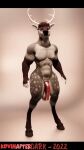  3d_(artwork) 3d_animation abs animal_genitalia animal_penis animated anthro antlers balls butt cervid digital_media_(artwork) equine_penis fluffy genitals hooves horn kovinafterdark male mammal muscular penis red_eyes simple_background solo solo_focus standing turning_around 