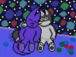  anthro block canid canine cuddling digital_media_(artwork) duo happy male mammal pixel_(artwork) shaded shadow_(zack_slipper) sitting star zack_slipper 