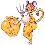  anthro big_breasts big_butt breasts butt clawroline claws curvy_figure eyelashes eyeshadow felid female genitals kirby_(series) kirby_and_the_forgotten_land leopard makeup mammal matospectoru nintendo nipples pantherine pawpads pussy smile solo spots thick_thighs tuft video_games voluptuous wide_hips 
