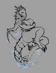  anthro big_breasts breasts crossed_arms dragon electricity female hi_res membrane_(anatomy) membranous_wings monochrome nude revadiehard scalie solo wings 
