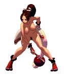  animated animated_gif bouncing_breasts breasts large_breasts lowres ninja nude nude_filter pubic_hair shiranui_mai solo the_king_of_fighters third-party_edit 