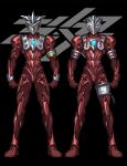  2boys 3ok alien armor astra black_background bracelet chain clenched_hands color_timer forehead_jewel highres horns jewelry multiple_boys no_humans standing tagme tokusatsu ultra_series ultraman_leo ultraman_leo_(series) yellow_eyes 