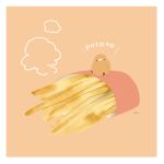  animal bird chai commentary_request english_text food food_focus french_fries no_humans on_food original potato signature simple_background steam undersized_animal 